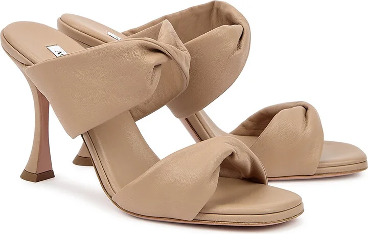 Aquazzura Twist 95 Almond Leather Sandals - Image 2