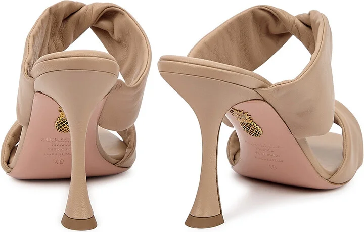 Aquazzura Twist 95 Almond Leather Sandals - Image 3