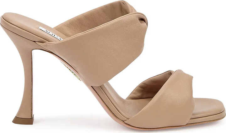 Aquazzura Twist 95 Almond Leather Sandals