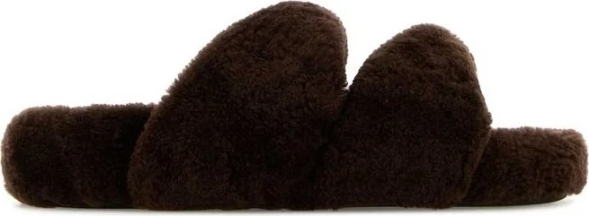 Aquazzura Twist Shearling Slip-On Sandals