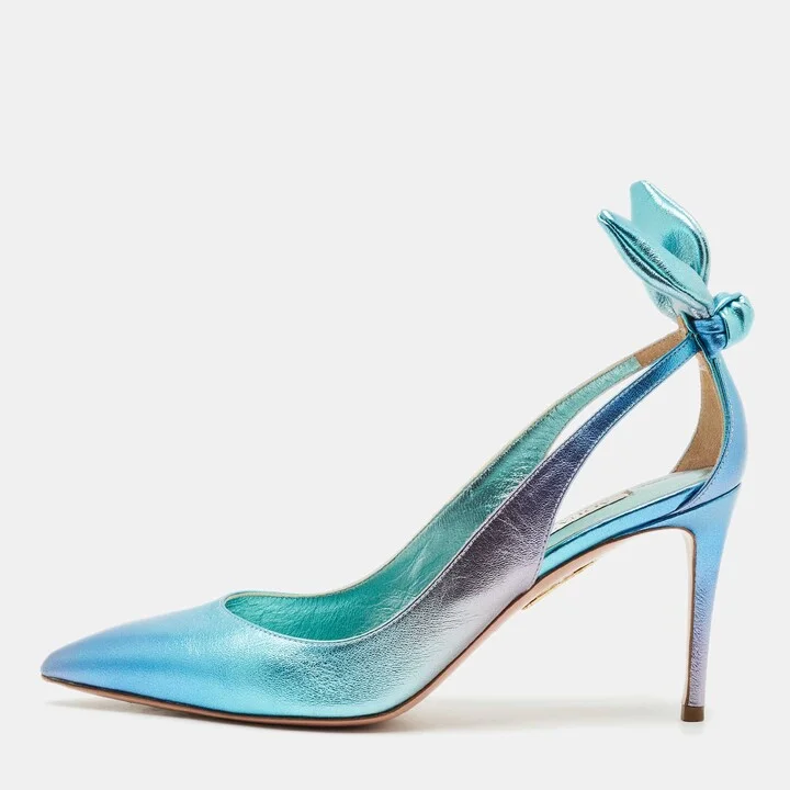 Aquazzura Two Tone Leather Bow Tie Pumps Size 37.5