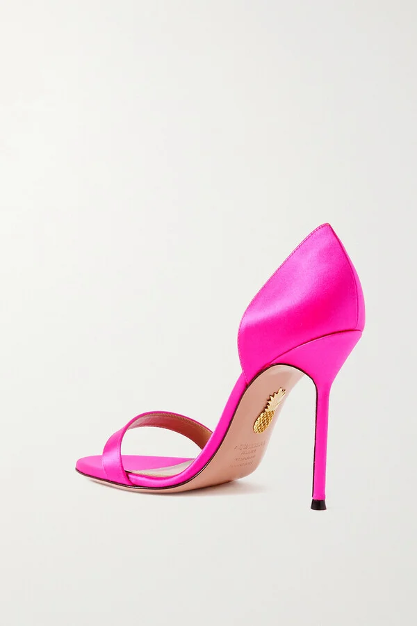 Aquazzura - Uptown 105 Satin Sandals - Pink - Image 3