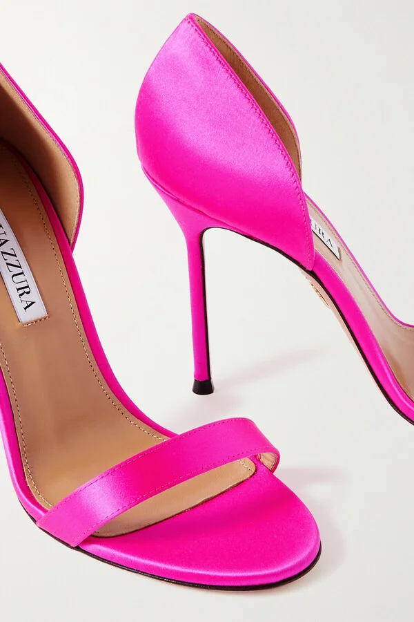 Aquazzura - Uptown 105 Satin Sandals - Pink - Image 4