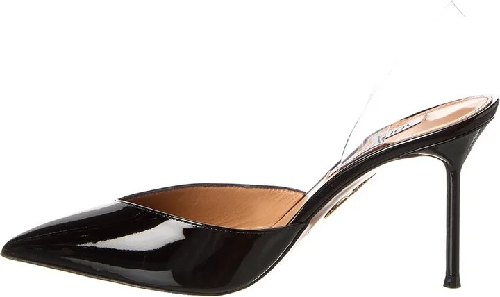 Aquazzura V Plexi 85 Vinyl & Patent Slingback Pump - Image 2