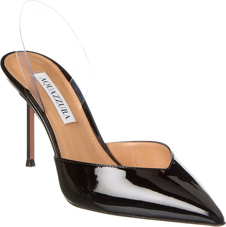 Aquazzura V Plexi 85 Vinyl & Patent Slingback Pump