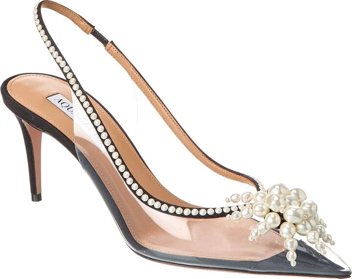 Aquazzura Vendome 75 Grosgrain & Vinyl Slingback Pump
