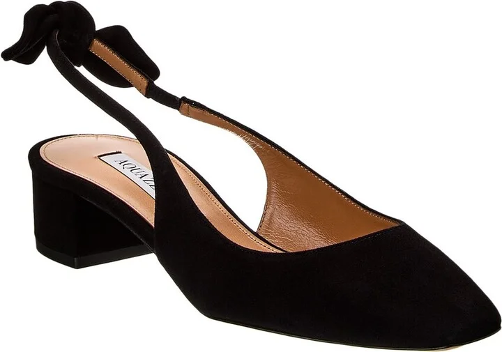 Aquazzura Very Bow Tie 35 Suede Slingback Pump