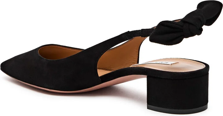 Aquazzura Very Bow Tie 35 Suede Slingback Pumps - Image 2