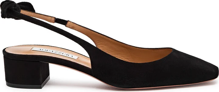 Aquazzura Very Bow Tie 35 Suede Slingback Pumps