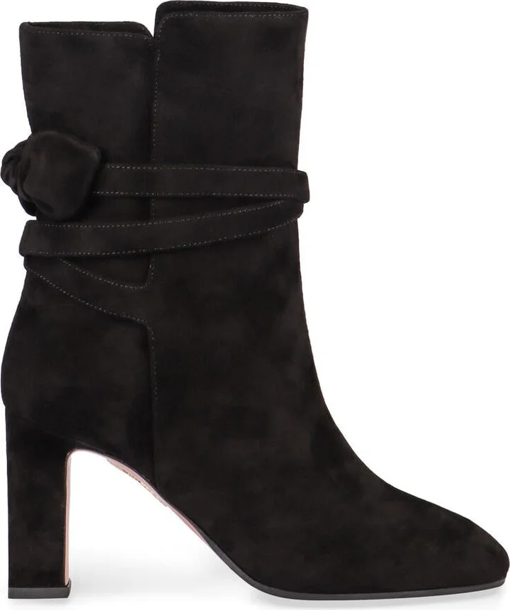 Aquazzura Very Bow Tie Suede Ankle Boots