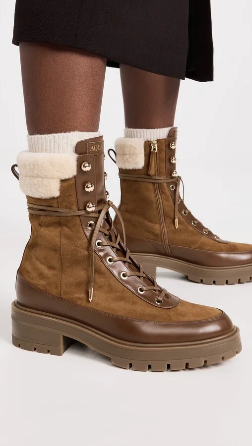 Aquazzura Very Cortina Shearling Booties - Image 4