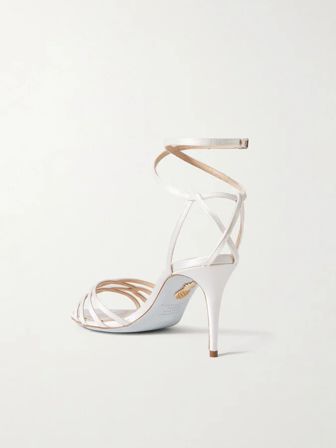Aquazzura - Very First Kiss 75 Satin Sandals - White - Image 3