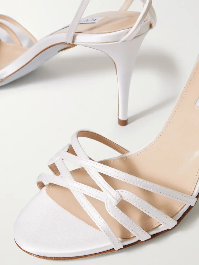Aquazzura - Very First Kiss 75 Satin Sandals - White - Image 4