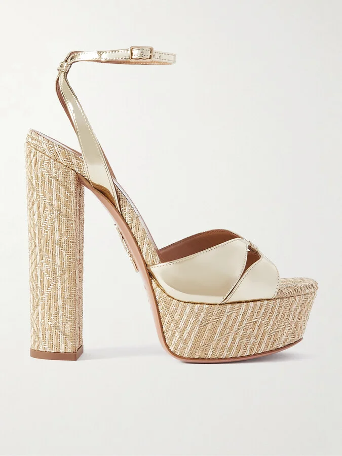 Aquazzura - Villette 140 Metallic Faux Leather Platform Sandals - Gold