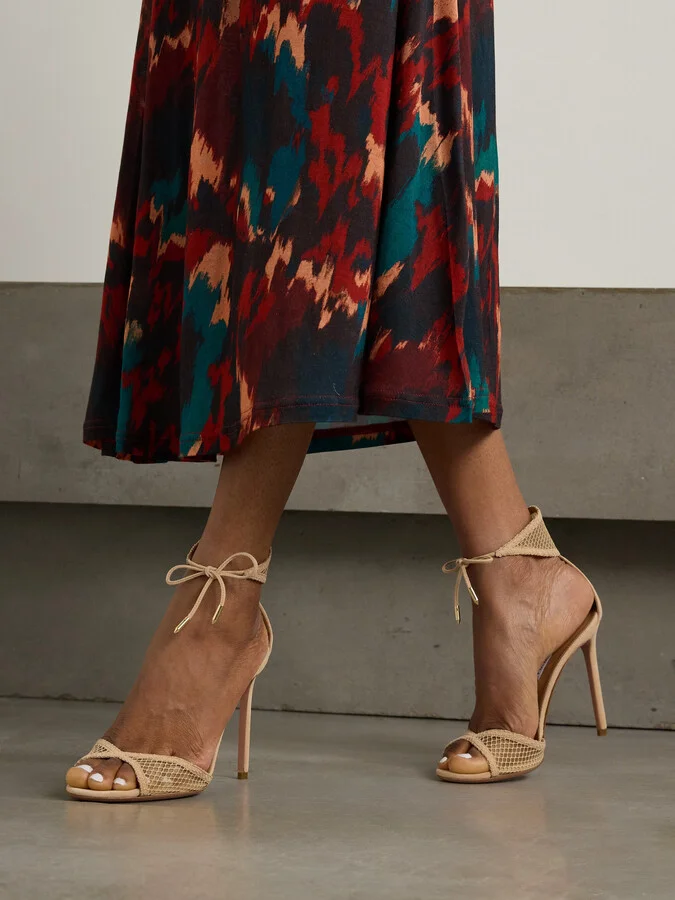 Aquazzura - Wicked 105 Suede And Mesh Sandals - Pink - Image 2