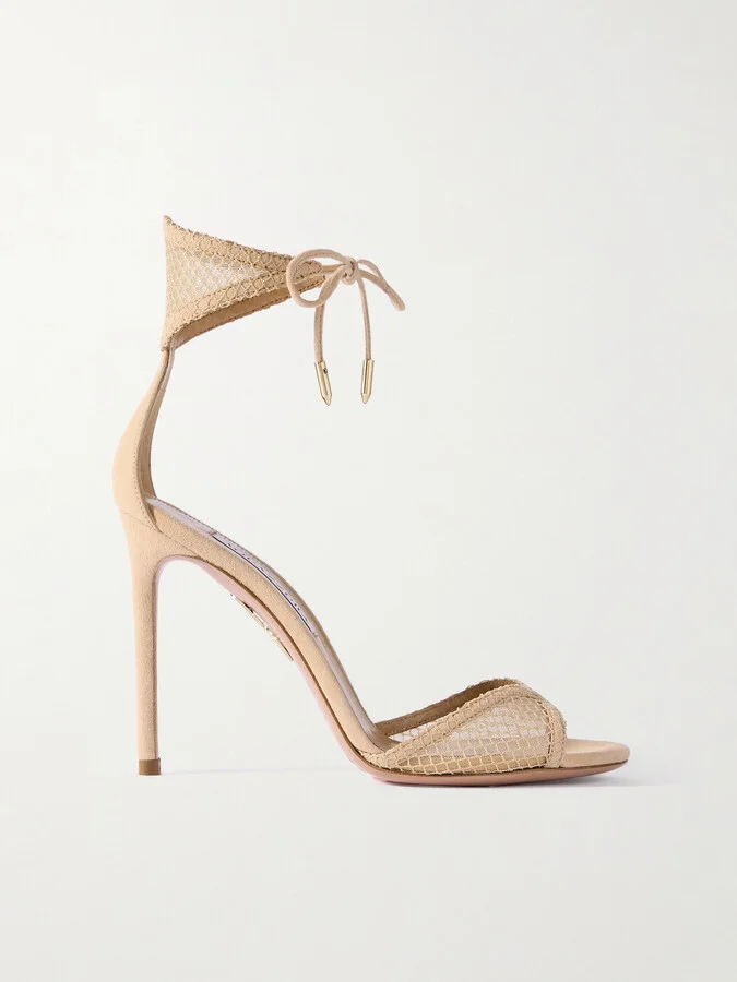 Aquazzura - Wicked 105 Suede And Mesh Sandals - Pink