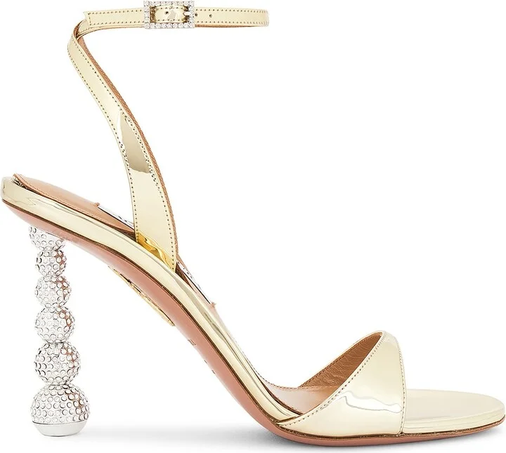 Aquazzura Yes Baby 95 Sandal in Metallic Gold