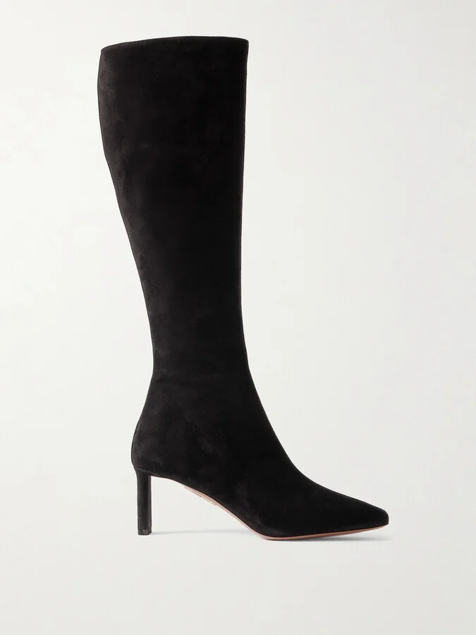 Aquazzura - Zenn 65 Suede Knee Boots - Black
