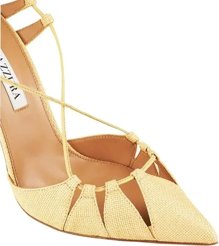 Aquazzurra Bellissima Woven Raffia Stiletto Sandals - Image 3