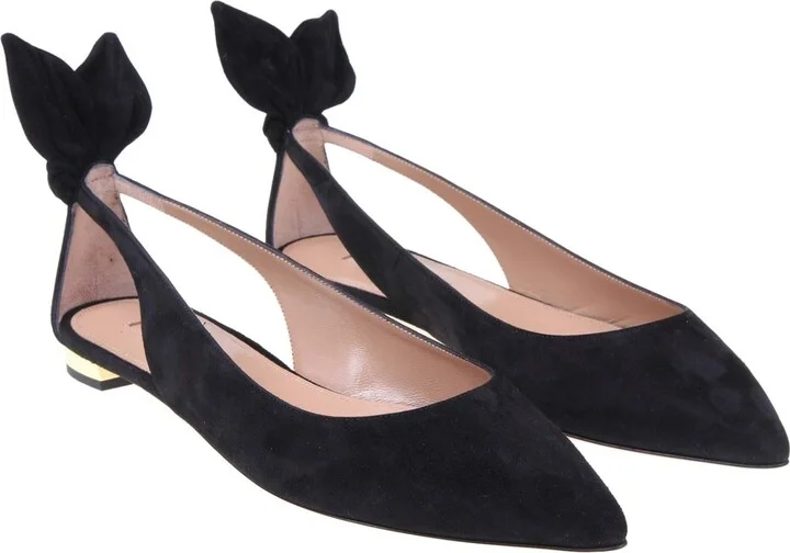 Aquazzurra Bow Tie Ballerina In Black Suede - Image 2