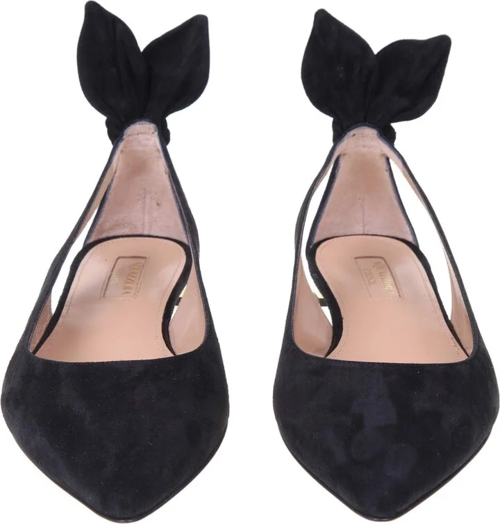 Aquazzurra Bow Tie Ballerina In Black Suede - Image 3