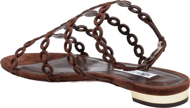 Aquazzurra Flat Infinity Chain Suede Sandal Brown Color - Image 4