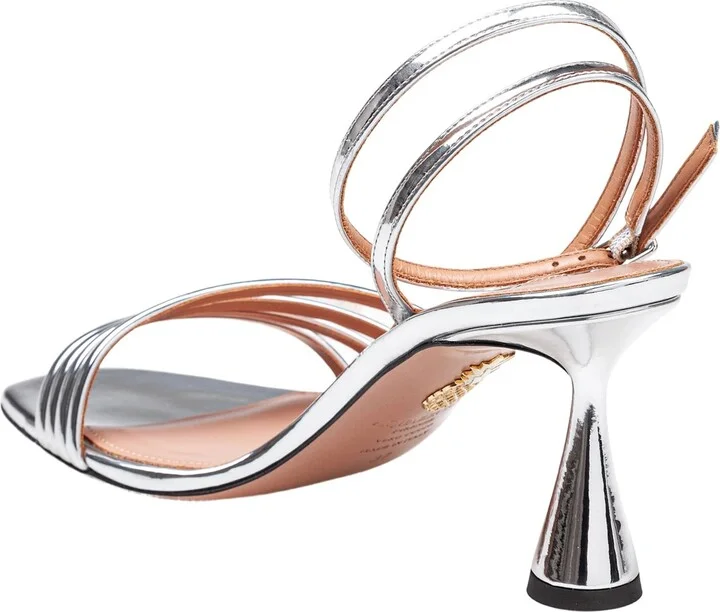 Aquazzurra Latour 75 Sandal In Mirror-effect Leather Color Silver - Image 4