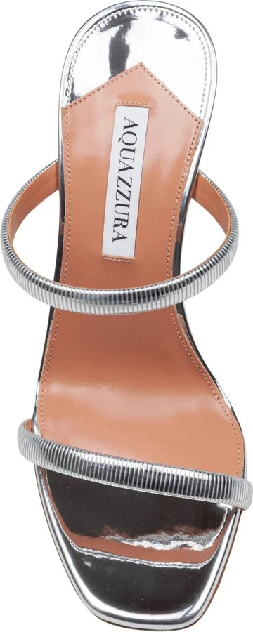 Aquazzurra Riviera Chain Wedge Sandal In Mirror-effect Leather Silver Color - Image 3