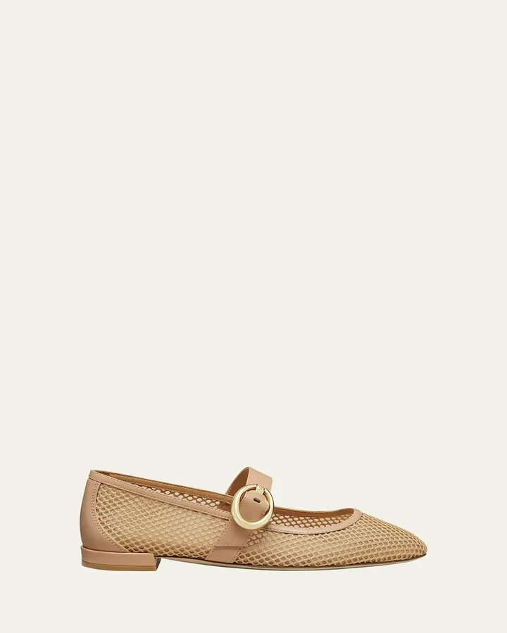 Arabella Net Mary Jane Ballerina Flats