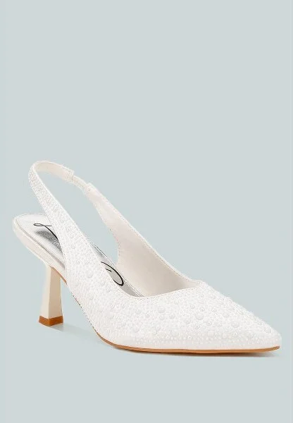 Ararki Luxurious Satin Pearl Slingback Sandals Women - Image 4