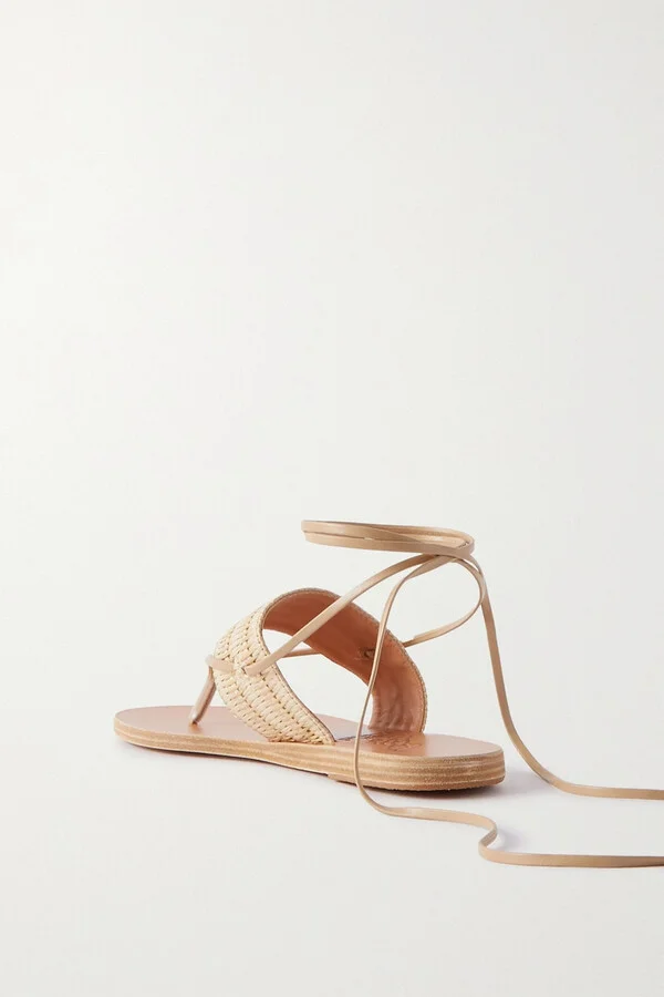 Aratro leather-trimmed raffia sandals - Image 3