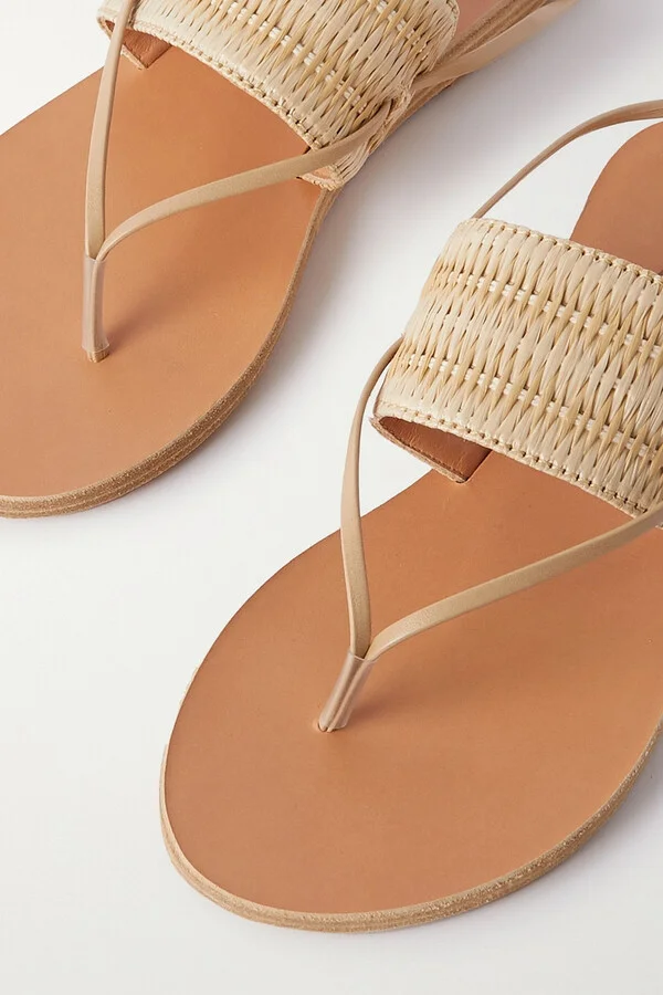 Aratro leather-trimmed raffia sandals - Image 4