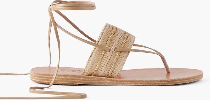 Aratro leather-trimmed raffia sandals