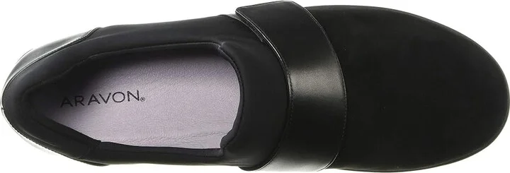 Aravon Josie Instep Strap Women's Shoes Black Suede : 6.5 M (B), Leather/Suede/Textile - Image 3