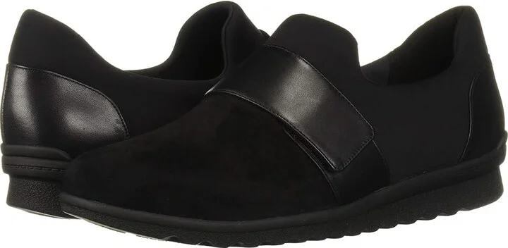 Aravon Josie Instep Strap Women's Shoes Black Suede : 6.5 M (B), Leather/Suede/Textile