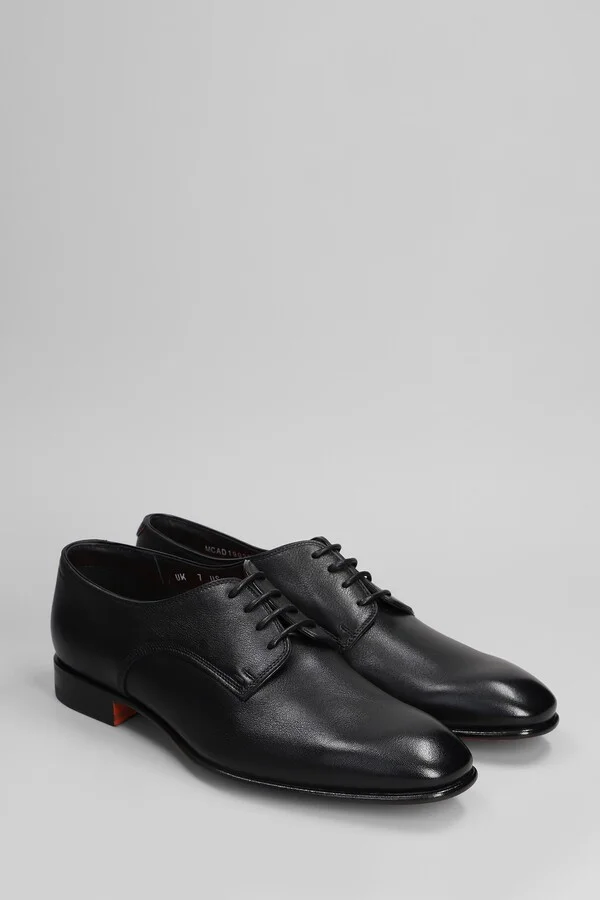 Archer Lace Up Shoes In Black Leather - Image 2