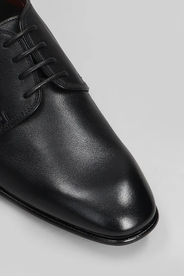 Archer Lace Up Shoes In Black Leather - Image 5