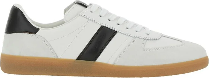 'Archer' White Low Top Sneakers With Logo Lettering On Tongue And Heel And Contrasting Heel In Leather Man
