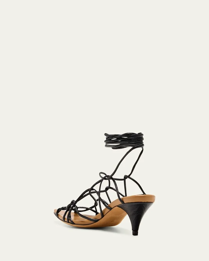 Arden Strappy Caged Ankle-Tie Sandals - Image 5