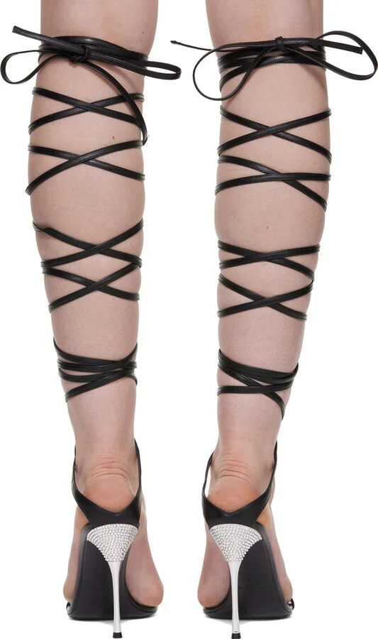 AREA Black Sergio Rossi Edition Shibari Heeled Sandals - Image 2