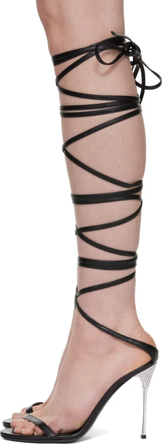 AREA Black Sergio Rossi Edition Shibari Heeled Sandals - Image 3