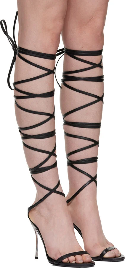 AREA Black Sergio Rossi Edition Shibari Heeled Sandals - Image 4