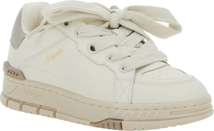 'Area Haze' Beige Low Top Sneakers With Laminated Leather In Leather Blend Woman - Image 2