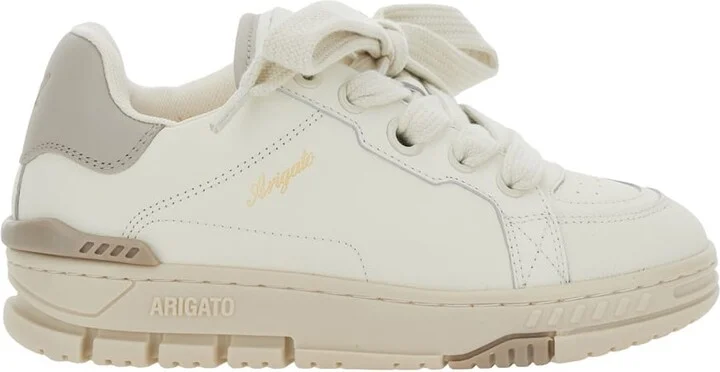 'area Haze' Beige Low Top Sneakers With Laminated Leather In Leather Blend Woman
