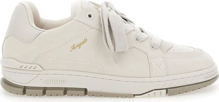 'area Haze' Beige Low Top Sneakers With Laminated Leather In Suede Blend Man