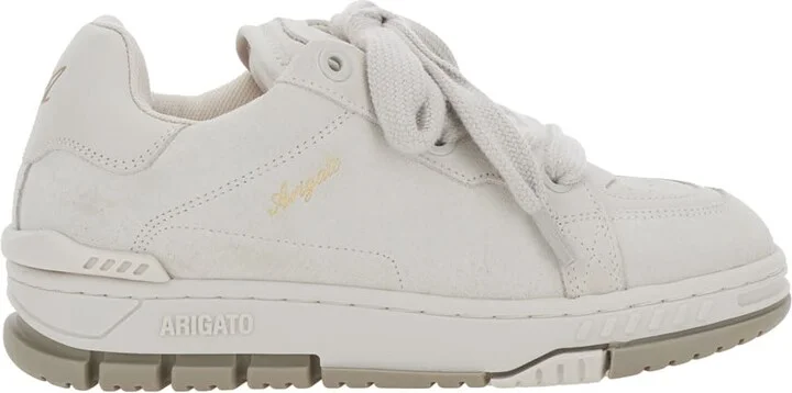 'area Haze' White Low Top Sneakers With Laminated Leather In Leather Blend Woman