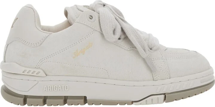 'Area Haze' White Low Top Sneakers With Laminated Leather In Leather Blend Woman