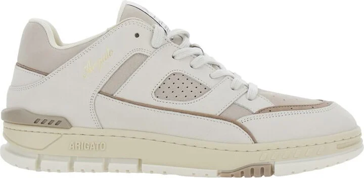 'Area Lo' Beige Low Top Sneakers With Logo Patch On The Tongue And Chunky Sole In Leather Man