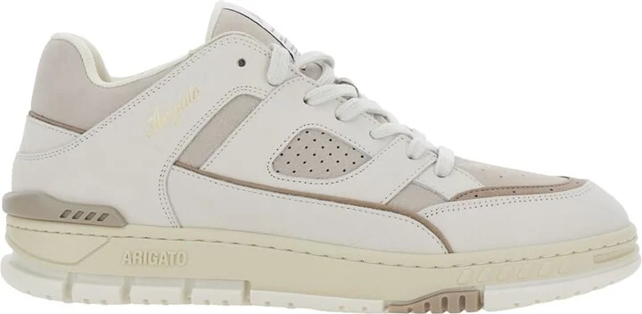 'area Lo' Beige Low Top Sneakers With Logo Patch On The Tongue And Chunky Sole In Leather Man