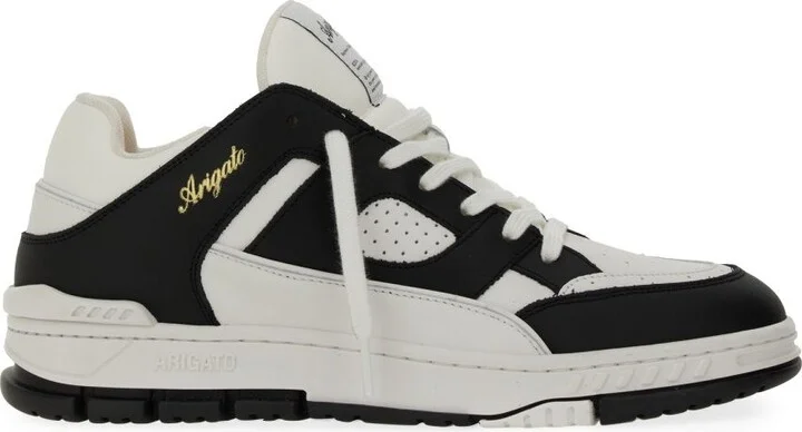 'Area Lo' Black And White Low Top Sneakers With Laminated Leather In Leather Blend Man - Image 2